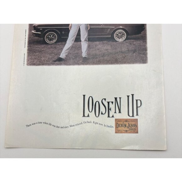 Denum Jeans Vintage Print Ad 1990s Panhandle Slim 60s Convertible Mustang Car - Picture 5 of 7